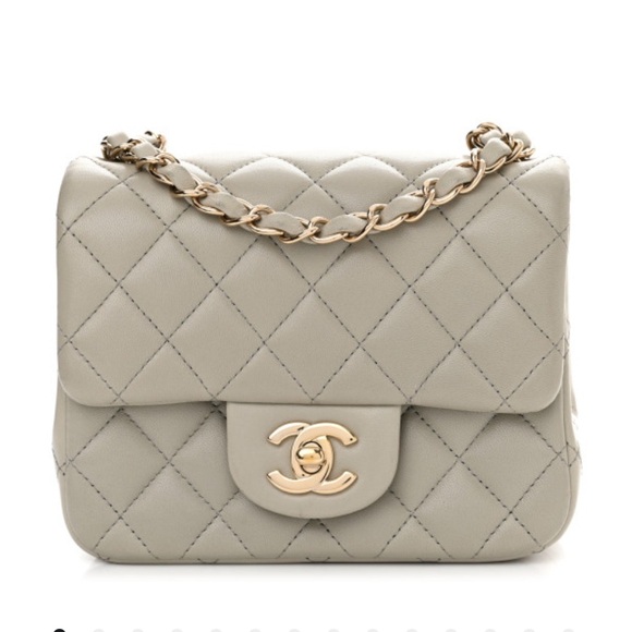 CHANEL Handbags - 100% authentic Chanel Lambskin Quilted Mini Square Flap Grey